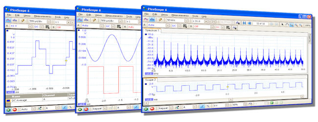oscilloscope, spectrum analyser and AWG software